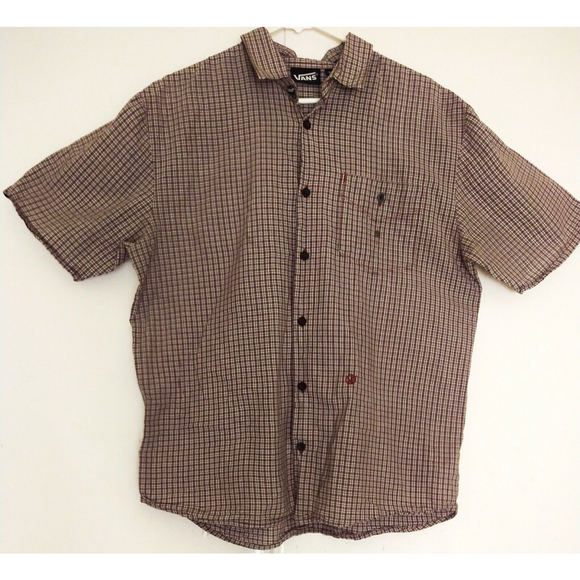 Vans Men's Short Sleeve Button Down Checkered Shirt Red White Black Size XL - Picture 1 of 10